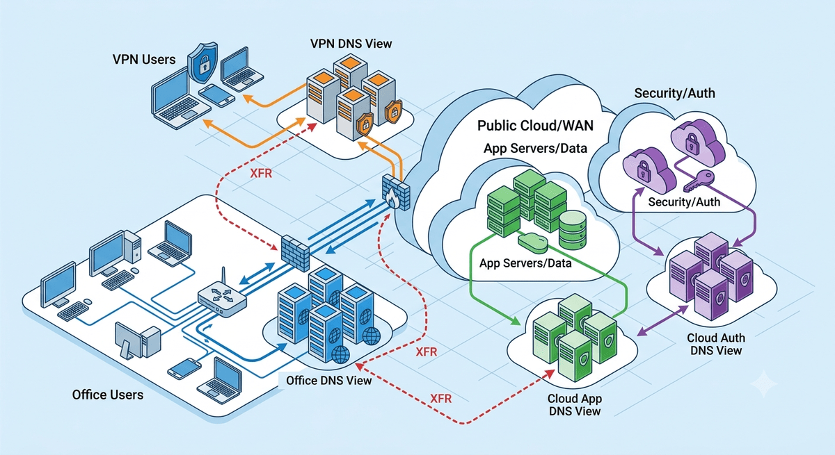 Split-view DNS troubleshooting for VPN and office users