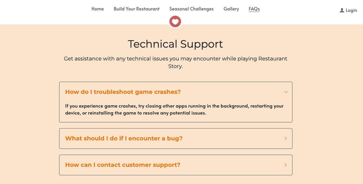 Technical support FAQ with one answer expanded and related questions collapsed