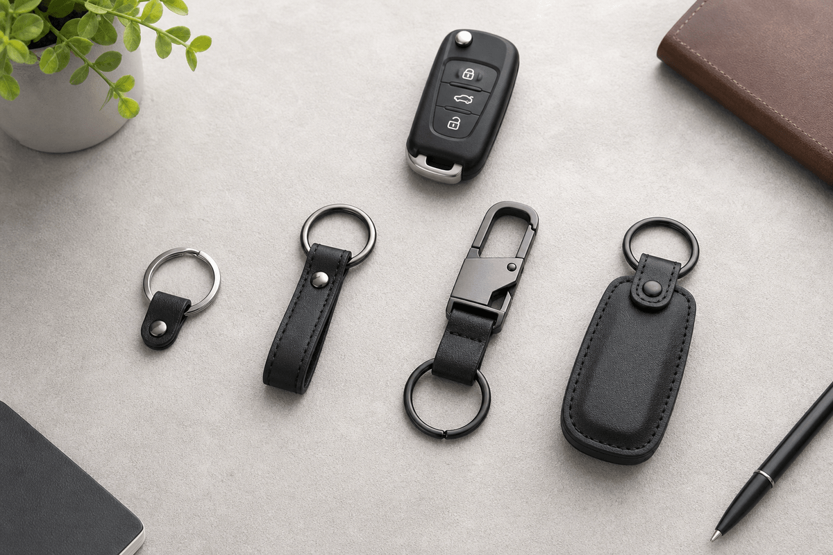 Driver scoring car keychain features on a checklist