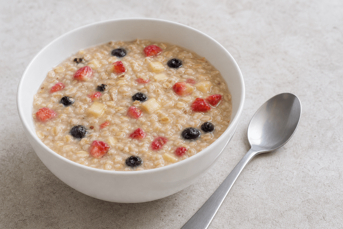 sachet filling test for oatmeal with freeze-dried fruit inclusions