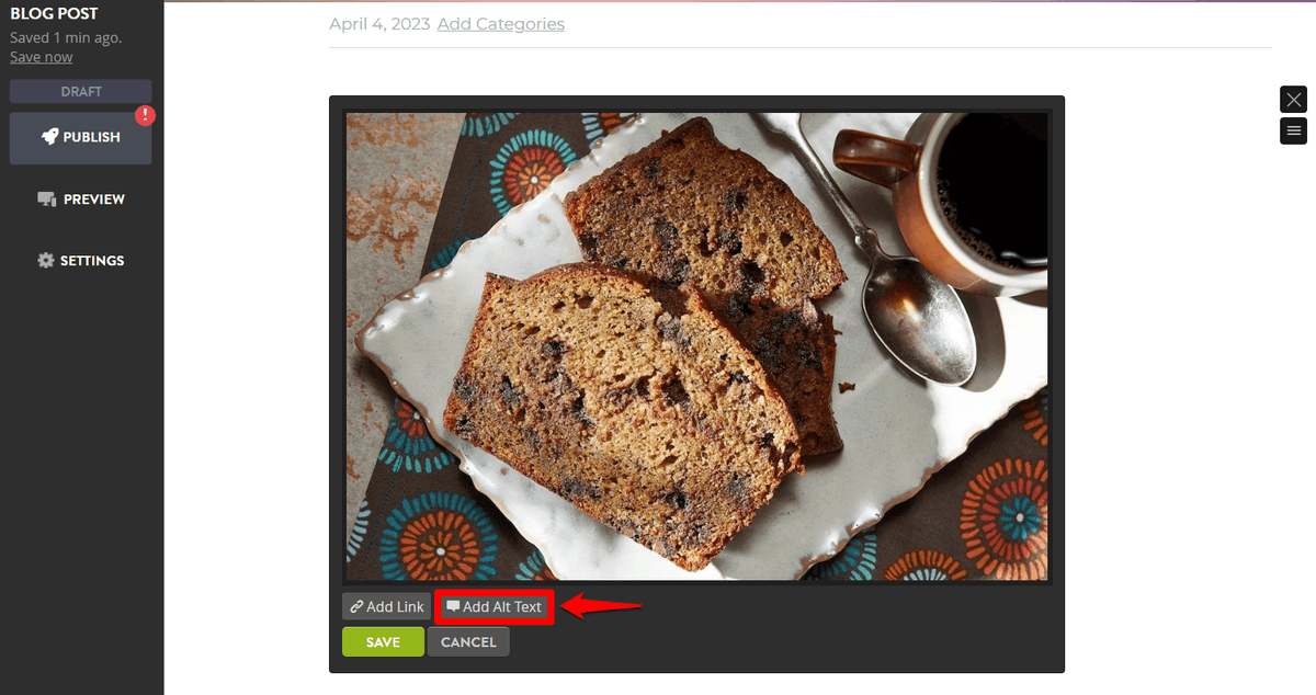 Strikingly blog post SEO settings for improving article discovery