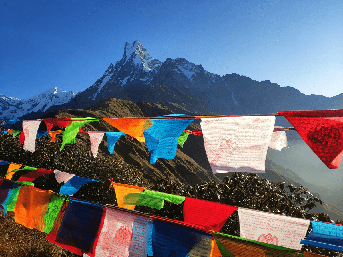 Where is Nepal located on a map showing geographic features