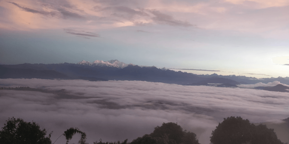 Stunning view showcasing everest base camp elevation against majestic mountains.