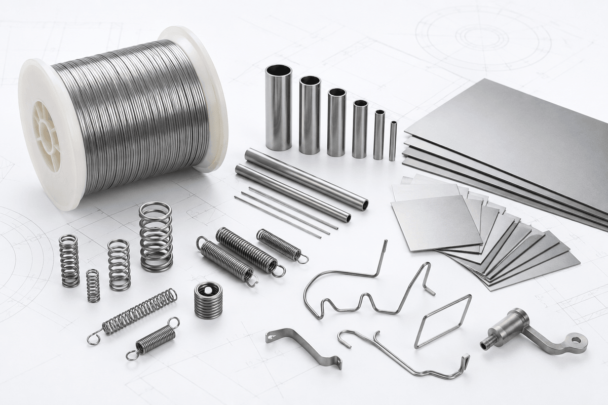 Nitinol metal for sale in wire tube sheet spring and custom forms