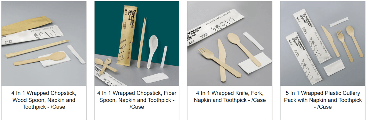 Eco-friendly compostable packaging option for pre wrapped utensils