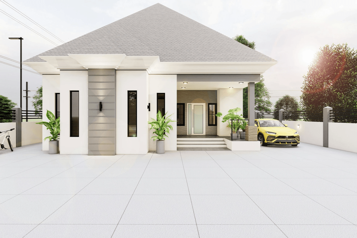Stylish manufactured duplex showcasing modern architecture.