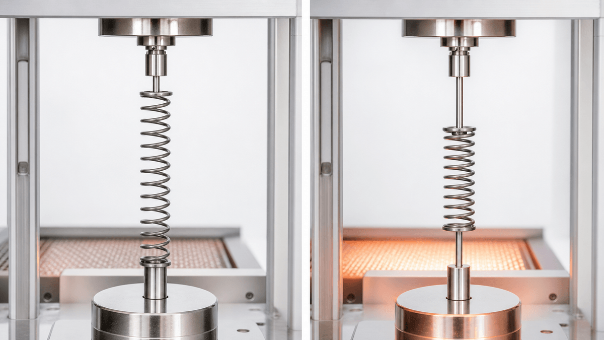 Shape memory Nitinol spring activated by temperature