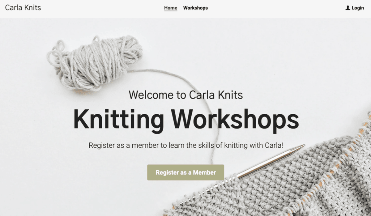 Carla Knits local retail website template with clear product and brand information