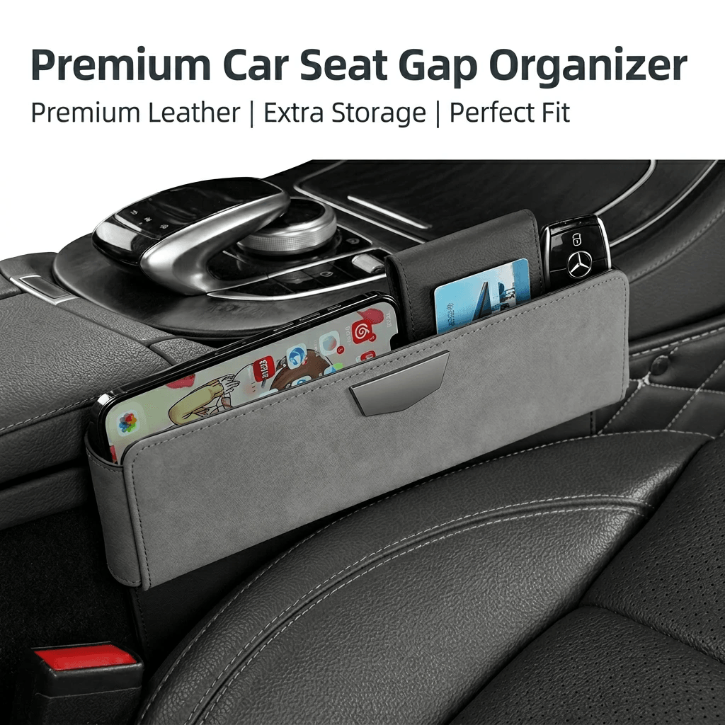 Car seat gap organizer interior side storage box detail