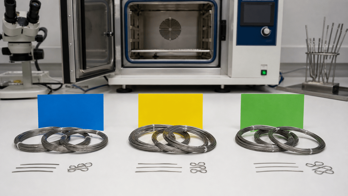 CuNiTiCr wire active Af target samples with blank color coding
