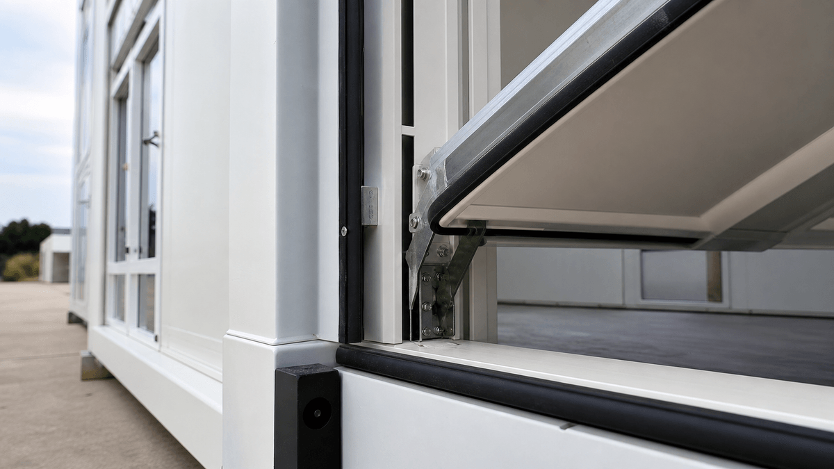 Sistema de apertura de casa contenedor plegable