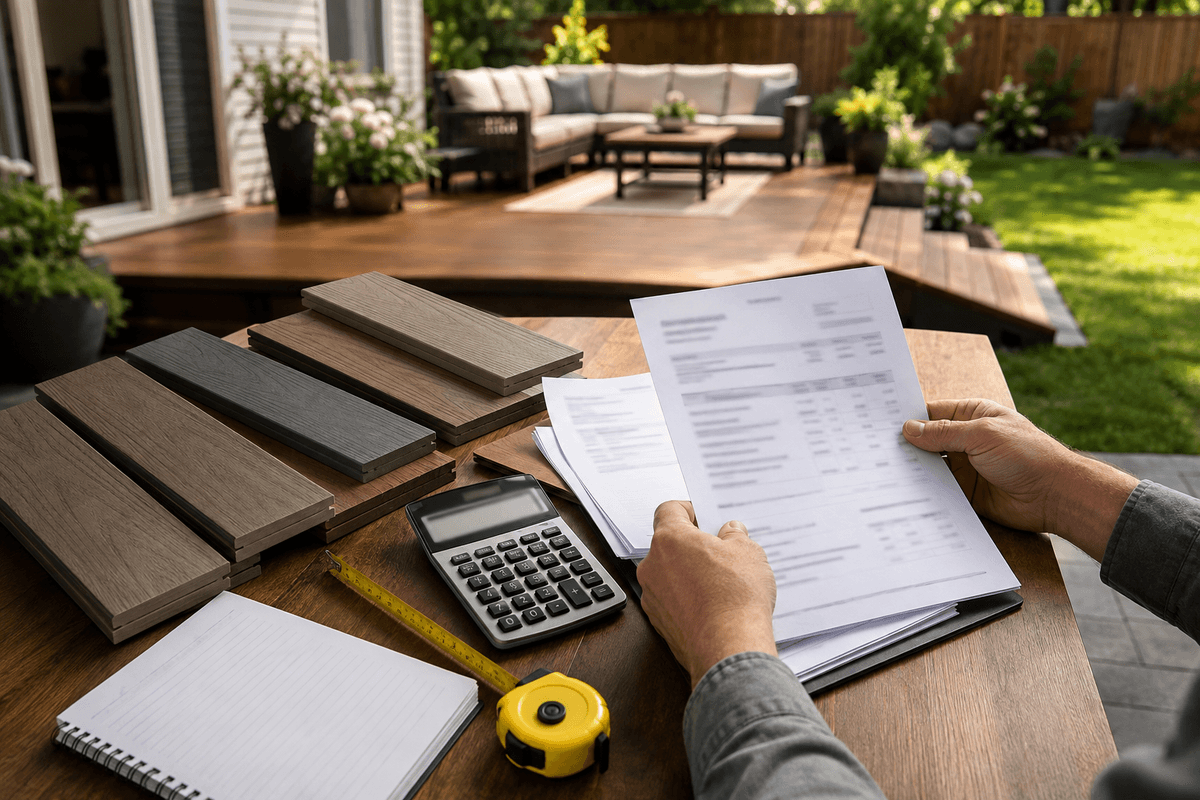 Detailed deck quote planning with material samples