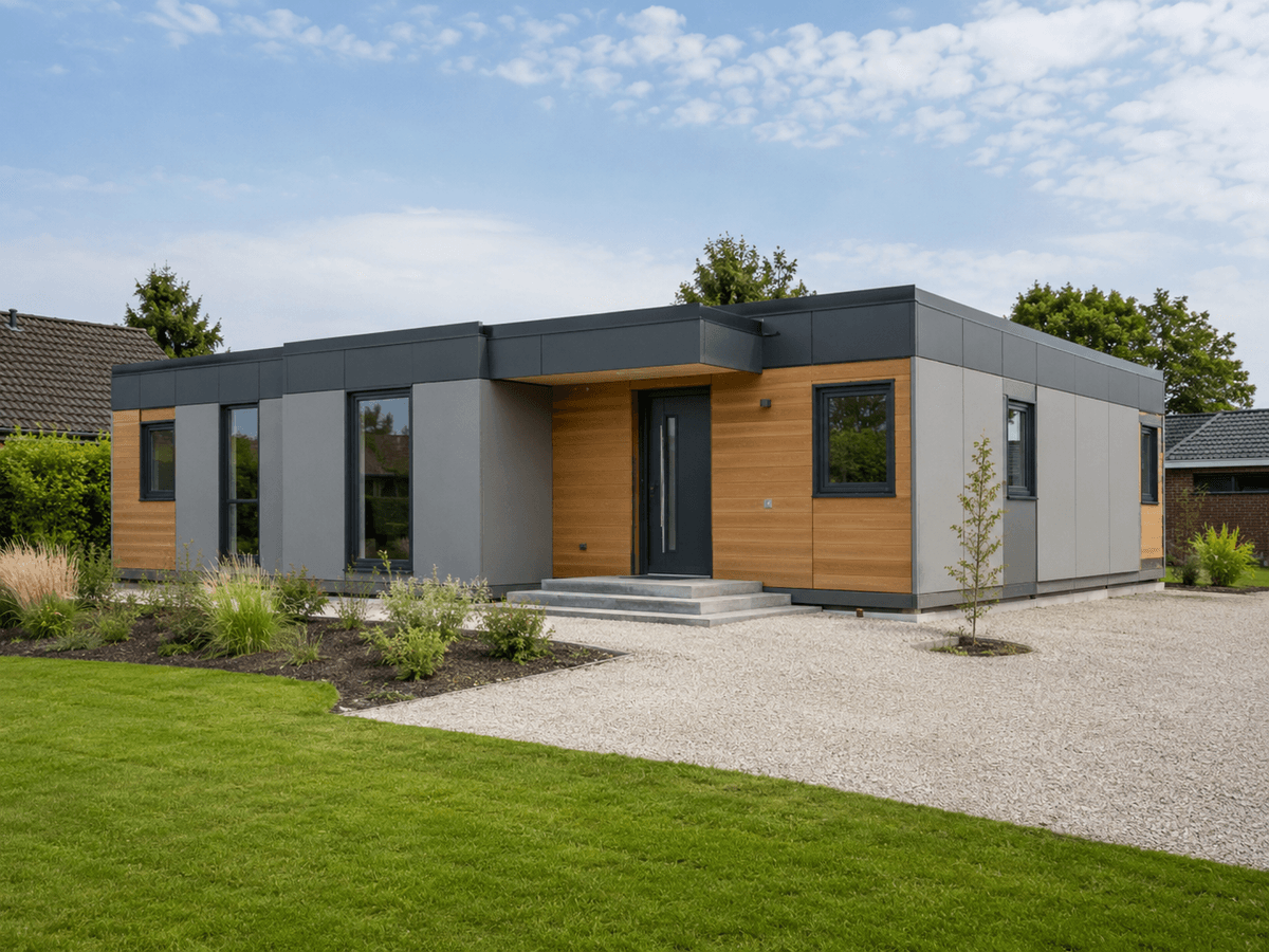 Casa modular formada por secciones prefabricadas