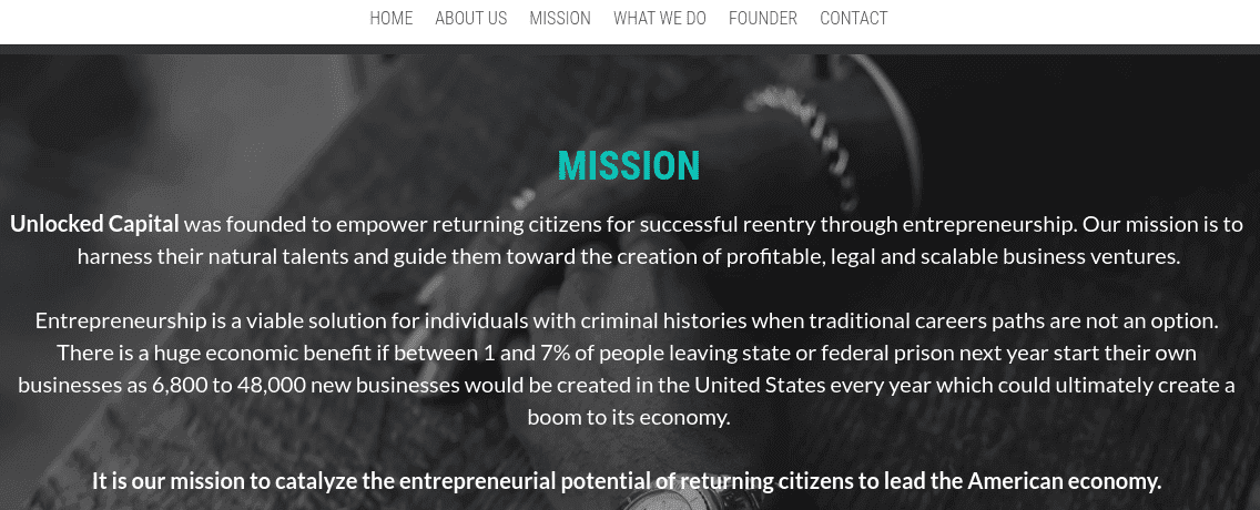 Declaração de missão do usuário Strikingly - Unlocked Capital