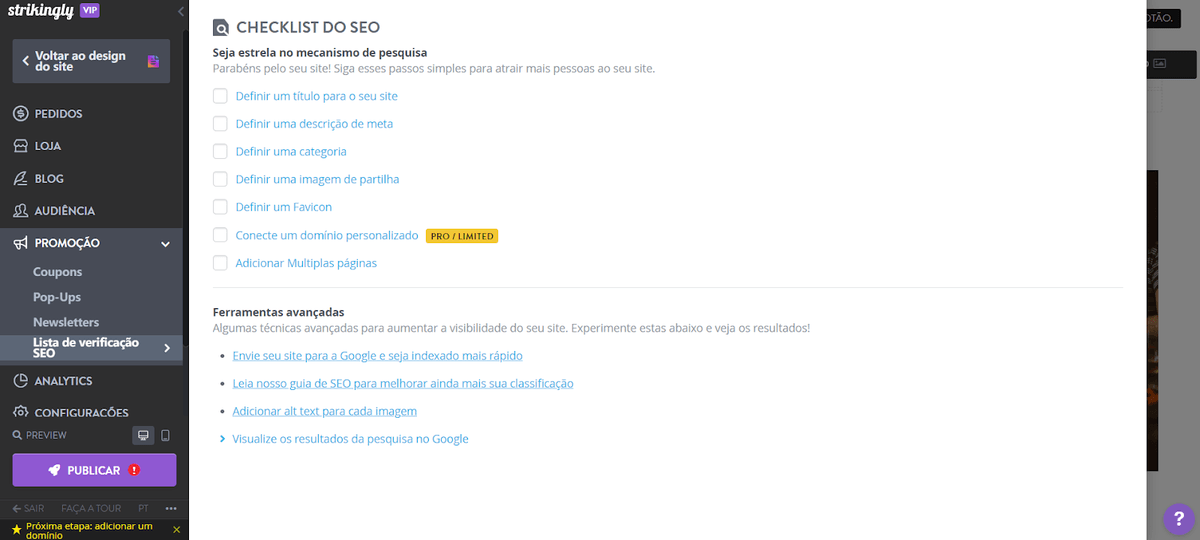 O tempo de inatividade do site pode afetar o desempenho de SEO - pode ser evitado com o Strikingly