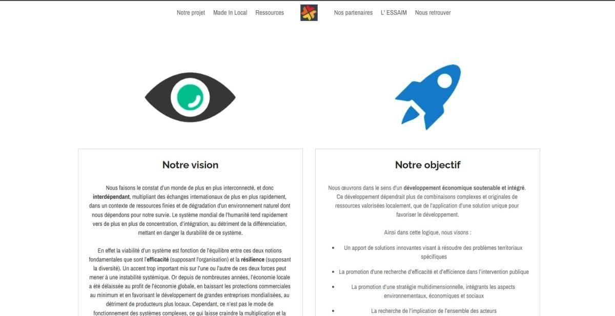 Le site Made Local sur Strikingly