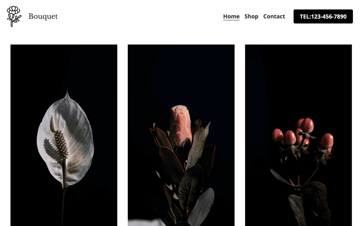 Plantilla de ramo de Strikingly