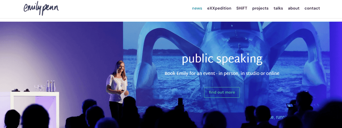 Situs web e-commerce Emily Penn dengan Strikingly