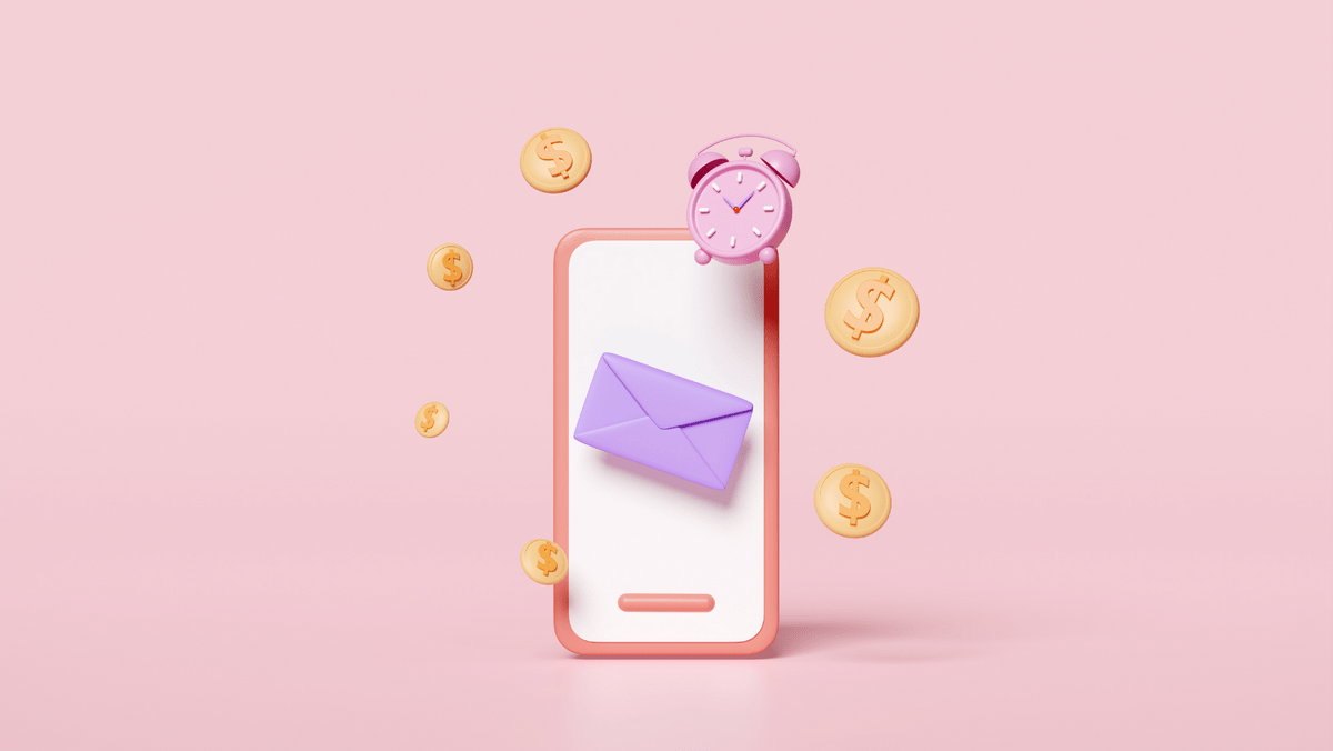 3D Rendering of a Mobile Phone Receiving a Business Newsletter