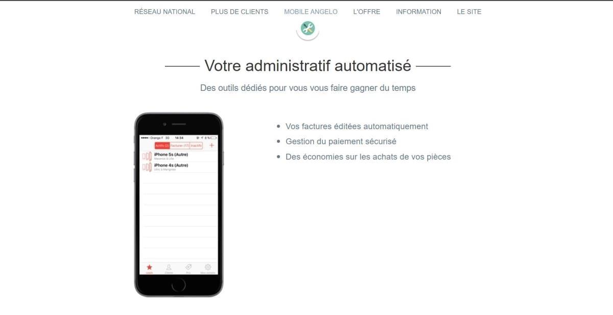 Le site Mobile Angelo sur Strikingly