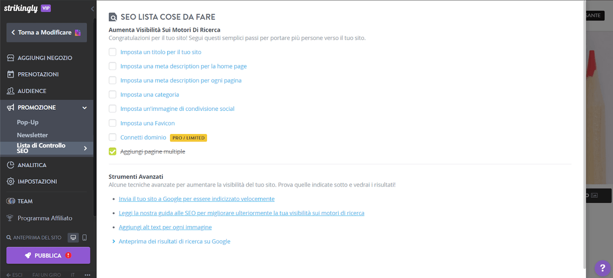 Utilizza strategie SEO efficaci su Strikingly per vendere prodotti digitali