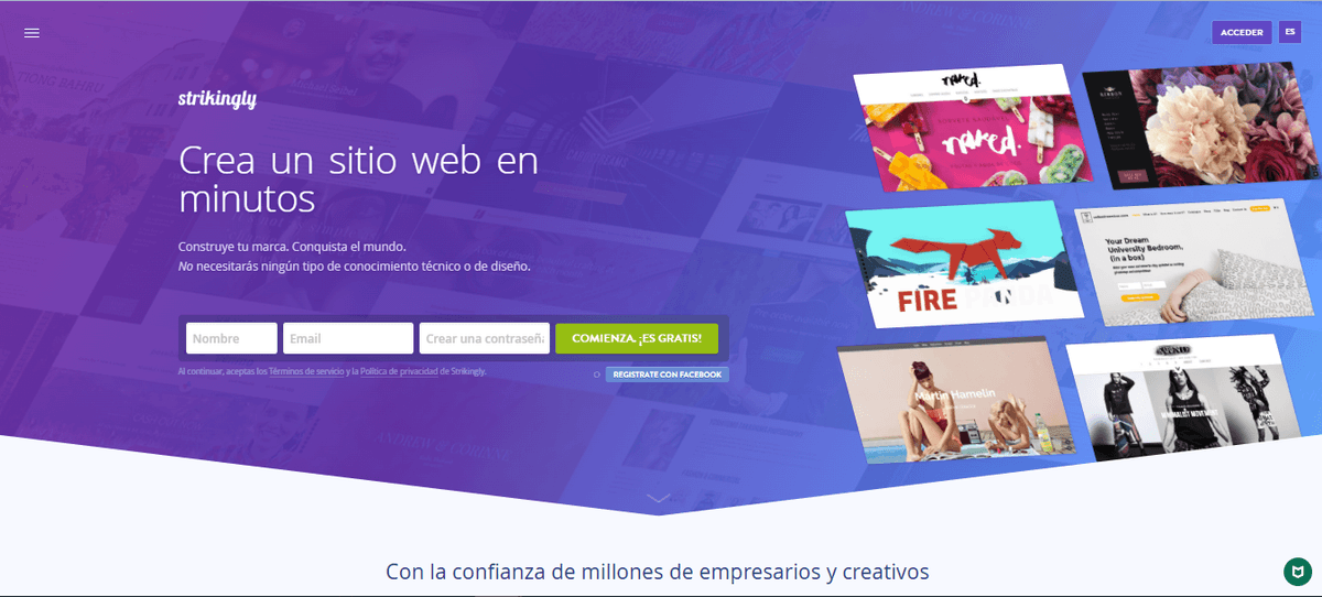 Plantilla FitForge de Strikingly