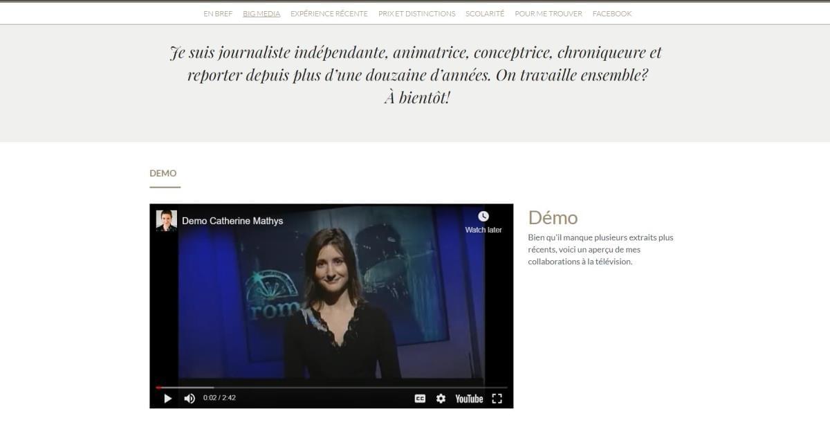 Le site Catherine Mathys sur Strikingly