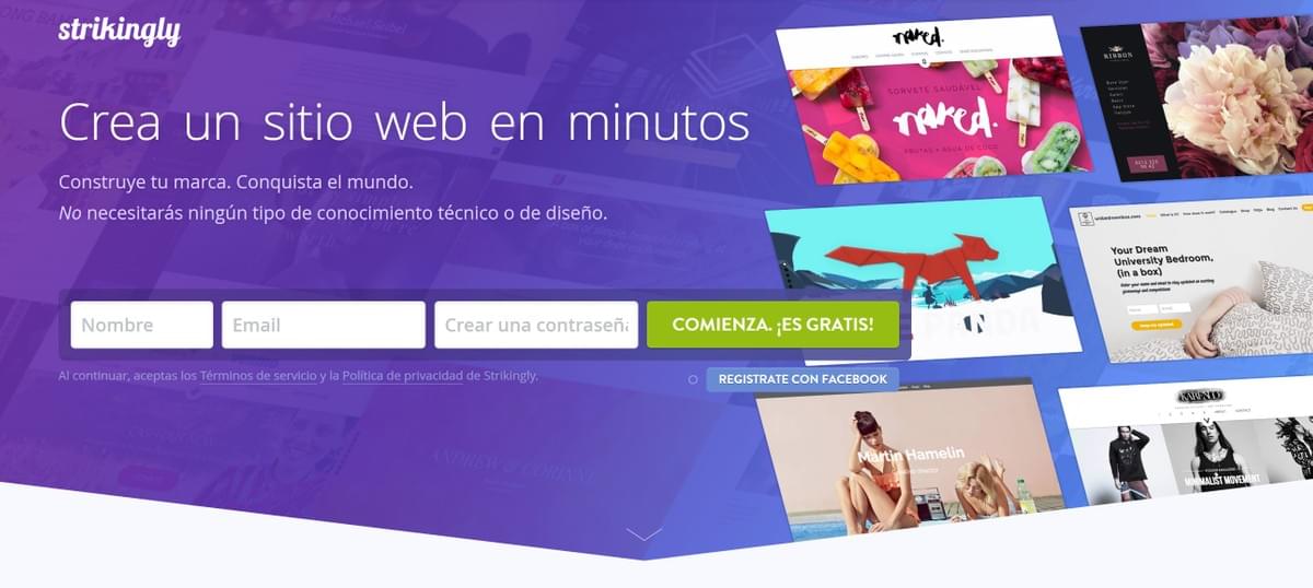 Página de aterrizaje de Strikingly