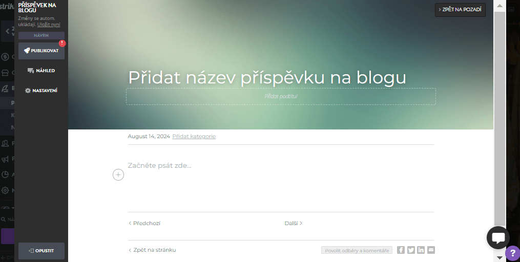 Napište svůj první příspěvek na blog s nápadně