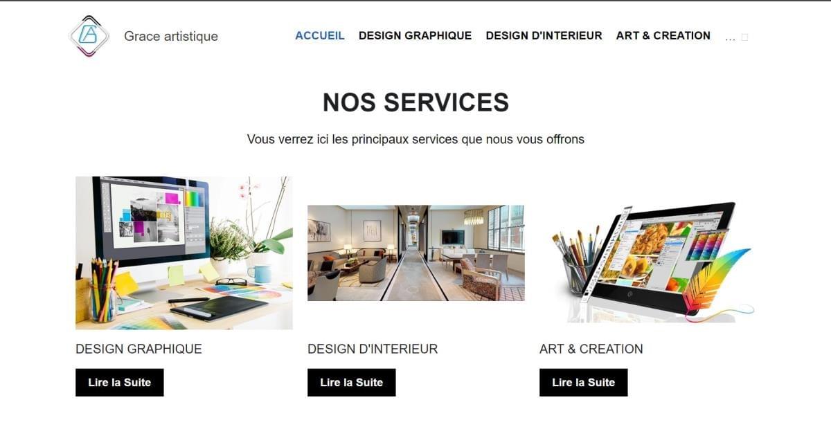 Le site Grace Artistique sur Strikingly