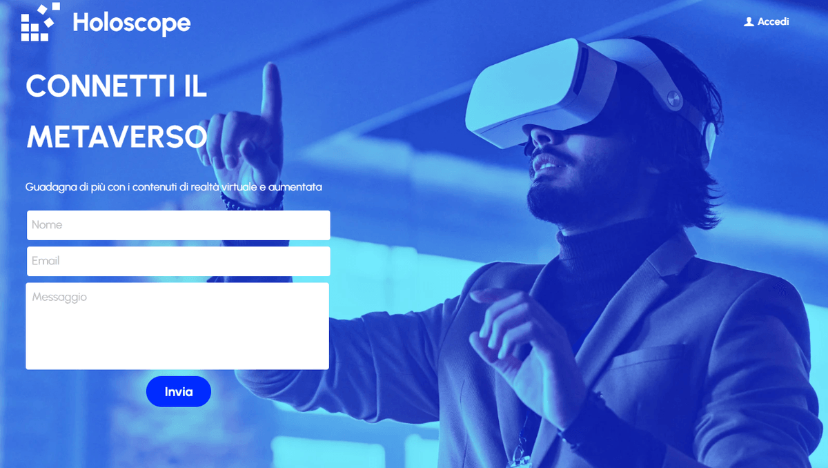 Modelli di oloscopio per le landing page del sito web