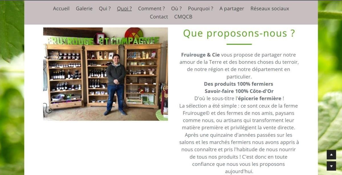 Le site Fruirouge & sur Strikingly