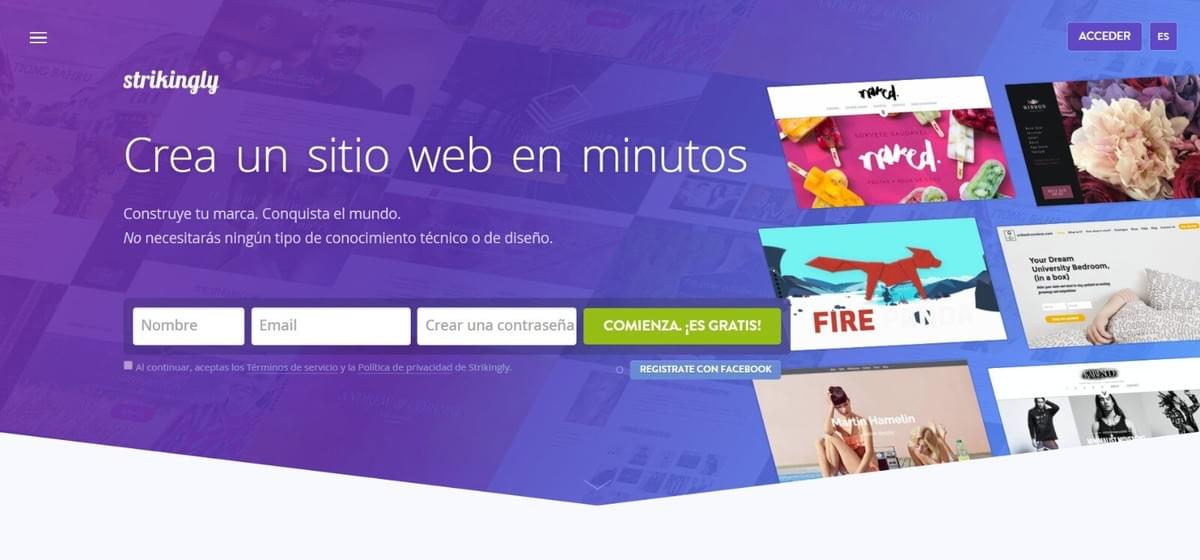 Registro de Strikingly