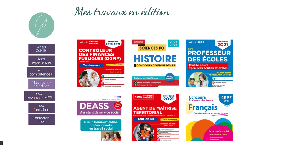 Le site Anais Cotelle Assistante Editoriale sur Strikingly