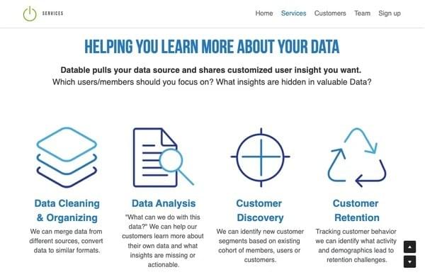 Sitio web de Datable Services