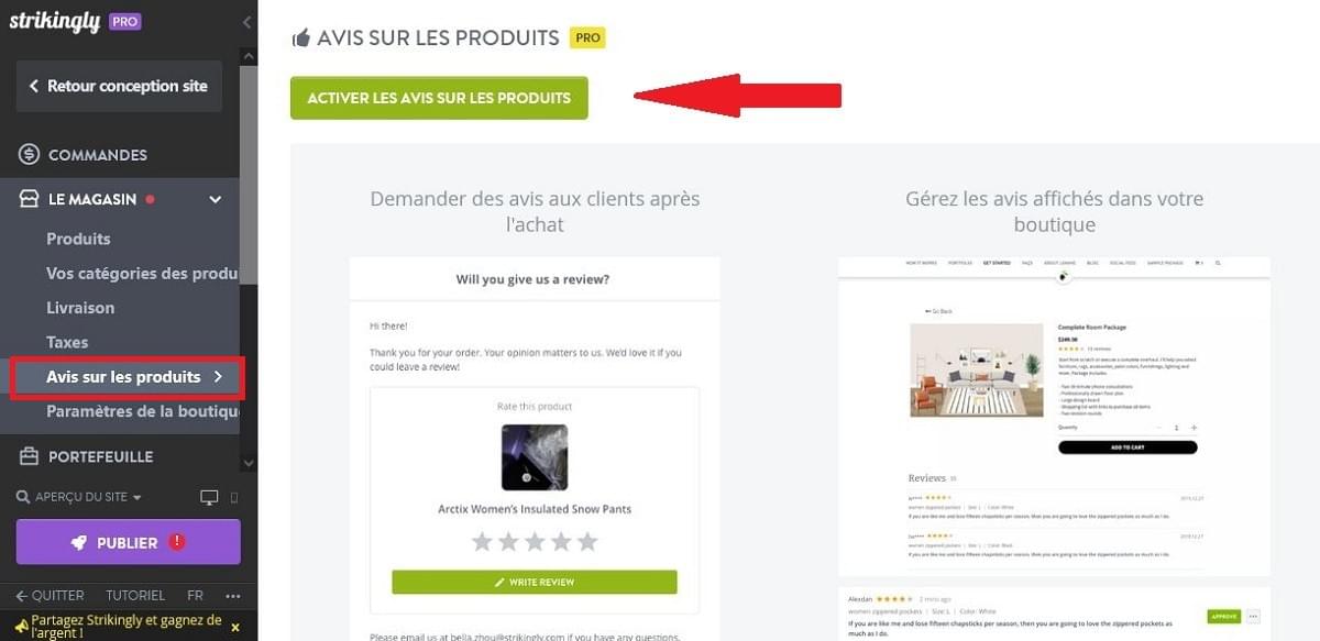 Activer les évaluations des produits sur votre site web