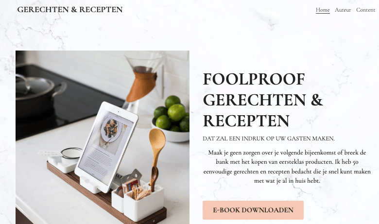 Gerechten en recepten Digitale goederenwinkelsjabloon