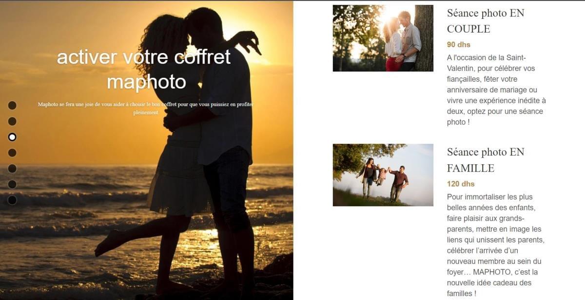 Le site Maphoto sur Strikingly