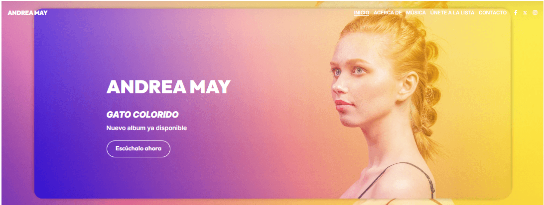 Plantilla de Andrea May de Strikingly