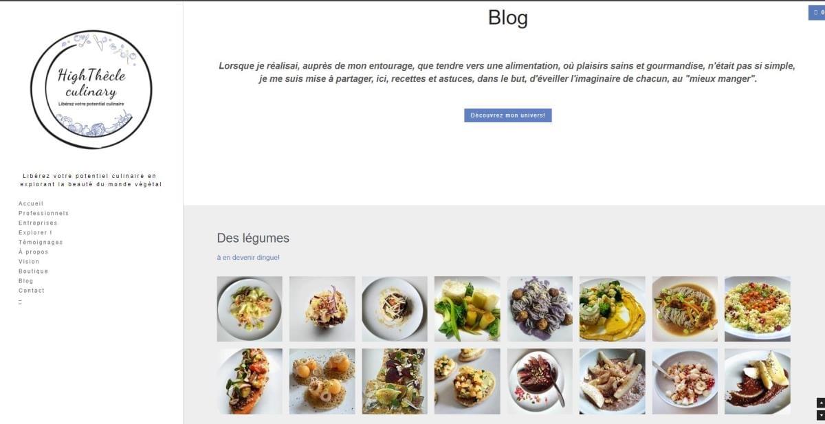 Le site Blog Culinaire sur Strikingly