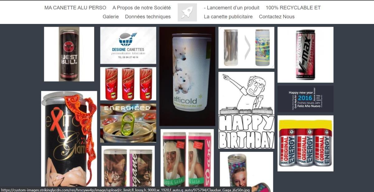 Le site Designe Canettes Perso sur Strikingly