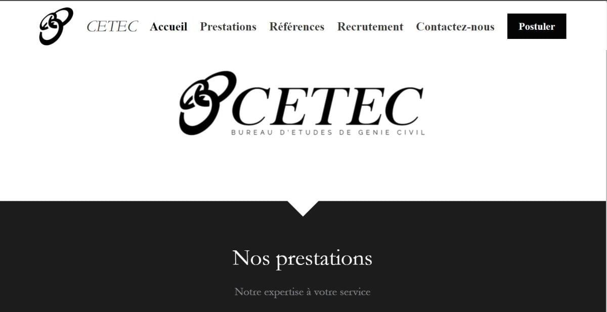 Le site Cetec Ingenierie Conseil sur Strikingly