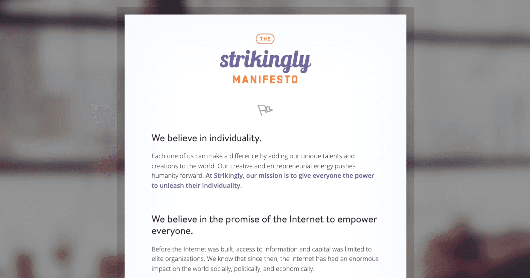 Manifestul Strikingly de Marcă