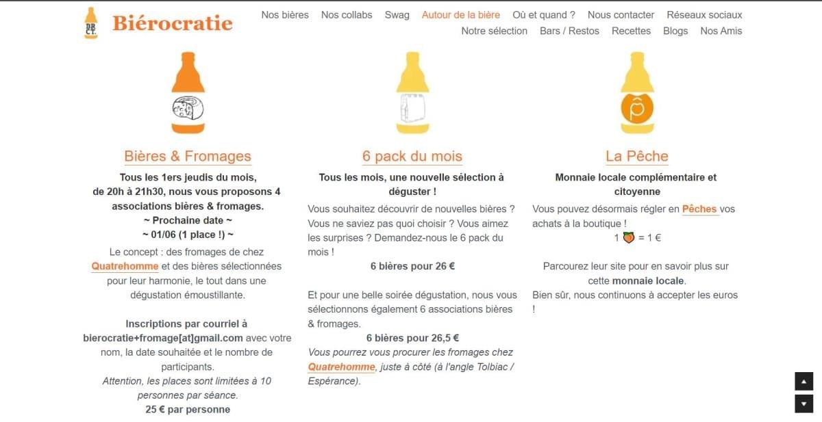 Le site Bierocratie sur Strikingly