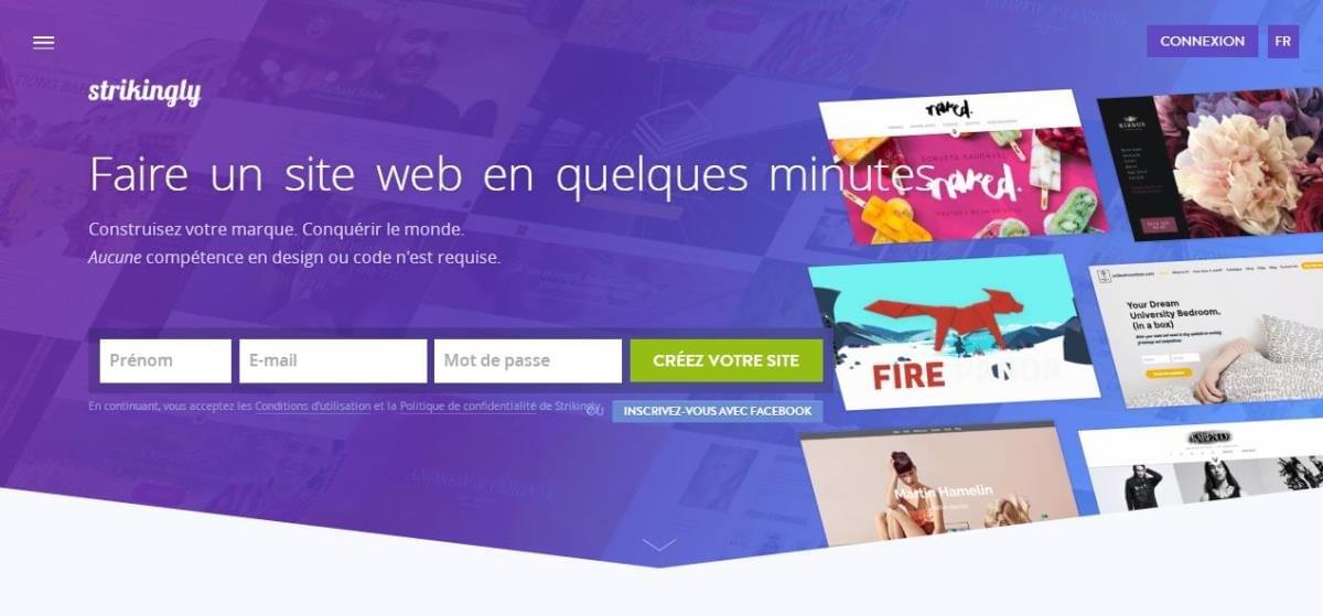 Créer un compte Strikingly