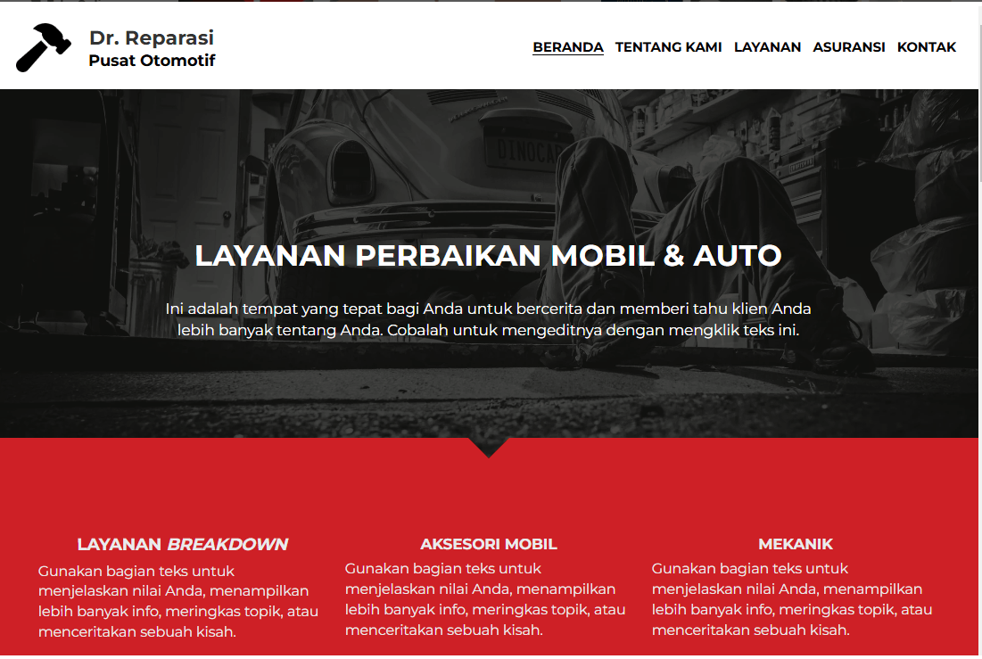 Templat Situs Web Dr. Repair dari Strikingly