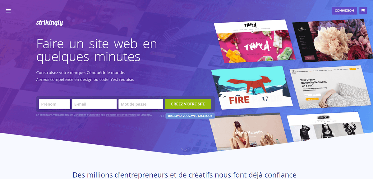 Fonctionnalités Strikingly pour les Conditions Générales