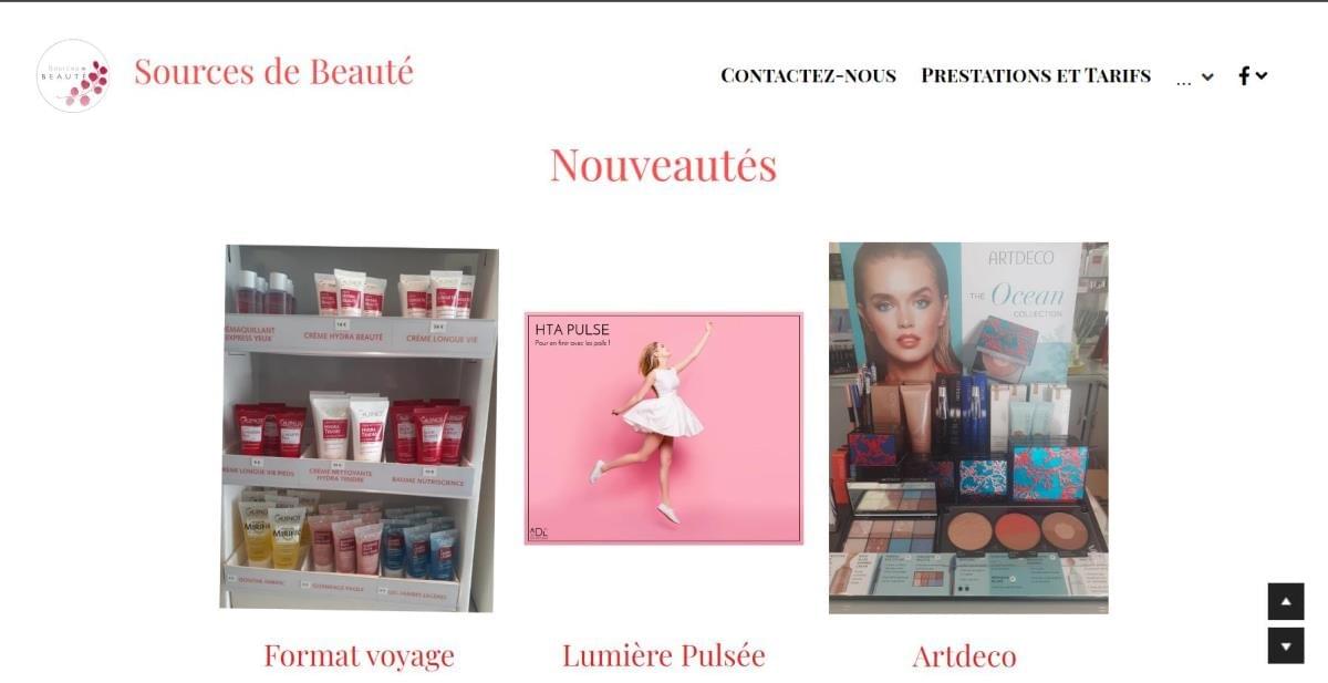 Le site Sources Beaute sur Strikingly