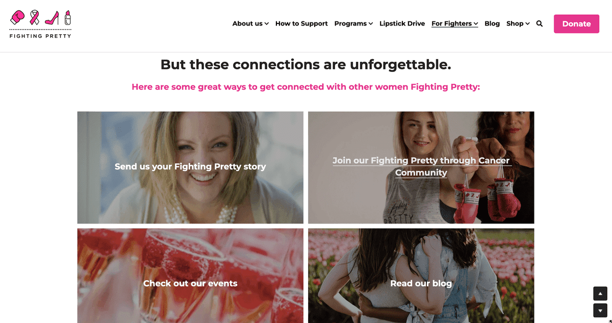 Enlaces de anclaje del sitio web Fighting Pretty
