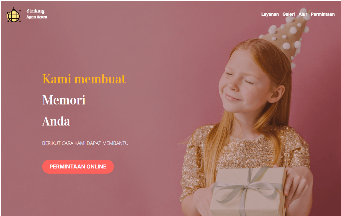 Template Situs Web Acara Mencolok dari Strikingly